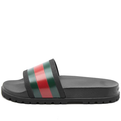 Gucci web slide black rubber